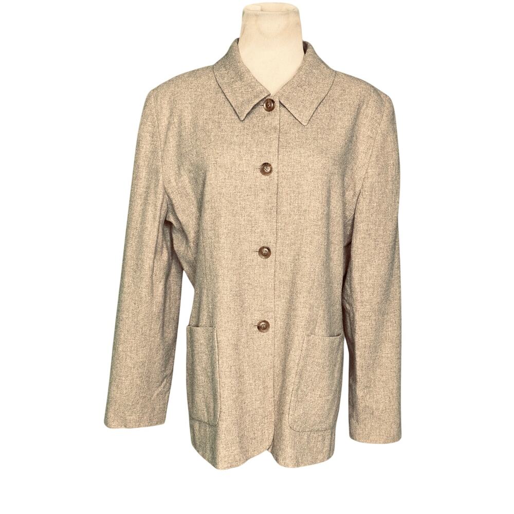 Lord & Taylor vintage beige wool buttoned blazer size 14